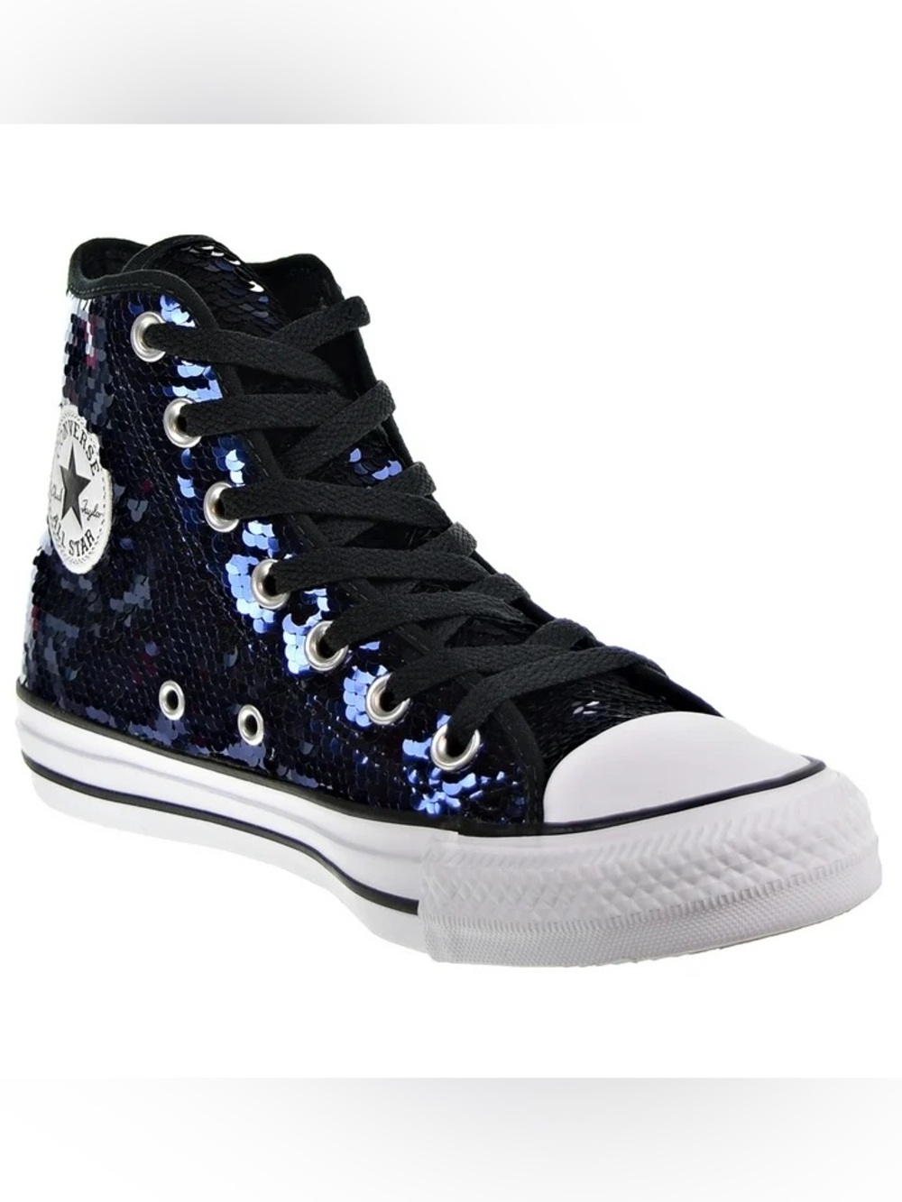 Converse Chuck Taylor All Star High Top Women's Shoes Sequin Blue /Black Dance 8 - Picture 13 of 14